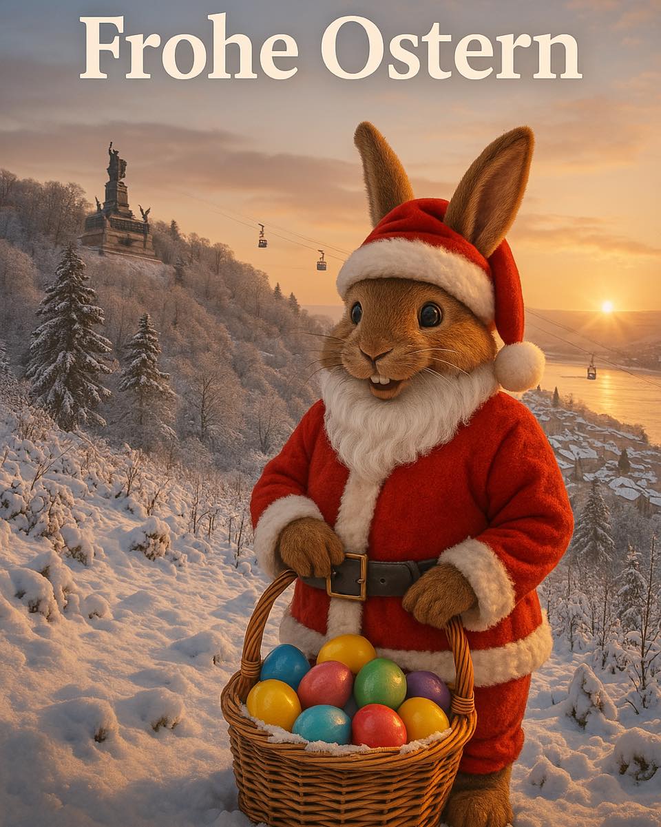 ✨🎄 Frohe Ostern von uns allen beim Rüdesheimer Weihnachtsmarkt der Nationen 🎄✨ Während wir die Frühlingszeit und die Freude des Osterfestes begrüßen, möchten wir euch allen – unserer wunderbaren Gemeinschaft, den treuen Besuchern, den engagierten Ausstellern und unseren fantastischen Unterstützern – herzlichste Osterwünsche übermitteln. Möge dieses Osterfest für euch und eure Familien eine Zeit der Hoffnung, der Erneuerung und des fröhlichen Beisammenseins sein. Genießt die sonnigen Tage, die bunte Pracht der Frühlingsblumen und die süßen Überraschungen, die das Osterfest mit sich bringt. 🌸🍫 Auch wenn unser Weihnachtsmarkt momentan eine Pause einlegt, tragen wir die Wärme und die Gemeinschaft, die uns vereint, in unseren Herzen und freuen uns darauf, euch alle später im Jahr wiederzusehen. Bis dahin, behaltet die Magie und den Geist unserer Zusammenkünfte in euren Herzen und lasst uns gemeinsam die Schönheit und die Freude der Osterzeit feiern. Frohe Ostern und bis bald auf dem Rüdesheimer Weihnachtsmarkt der Nationen! ✨🐰 📅 20.11. - 23.12.2025 #rüdesheimerweihnachtsmarkt #weihnachtsmarktdernationen #weihnachtsmarkt #weihnachten #weihnachtszeit #christmasmarket #christmas #christmastime #rüdesheimerweihnachtsmarktdernationen #rüdesheim #rüdesheimamrhein #ruedesheim #ruedesheimamrhein #easter #eastereggs #happyeaster #ostern #osterhase #ostereier #froheostern