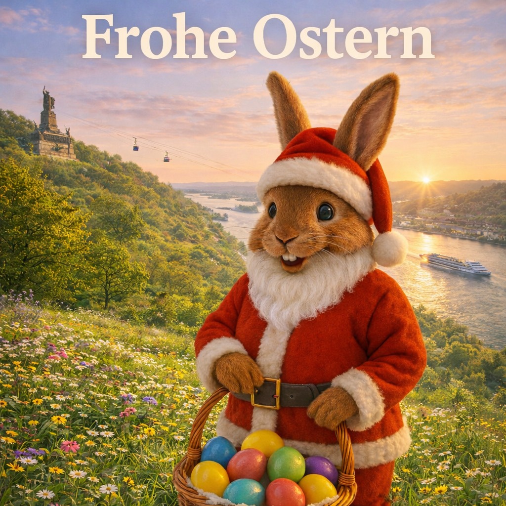 ✨🎄 Frohe Ostern von uns allen beim Rüdesheimer Weihnachtsmarkt der Nationen 🎄✨  Zwischen blühenden Wiesen, warmen Sonnenstrahlen und dem weiten Blick über den wunderschönen Rhein, auf dem die Schiffe vorbeiziehen, bringt unser Osterhase heute nicht nur bunte Eier, sondern auch jede Menge Frühlingsfreude mit. 🌷🚢☀️  Unsere Partner vor Ort sind bereits in die Saison 2026 gestartet und laden euch herzlich nach Rüdesheim ein, um gemeinsam mit Familie und Freunden eine schöne Zeit zu verbringen 🐰  Auch für unsere Aussteller und Schausteller beginnt wieder die Saison – ihr trefft sie das ganze Jahr über auf den verschiedensten Veranstaltungen.  Genießt die Zeit mit euren Liebsten, lasst die Seele baumeln und tankt neue Energie – der Frühling ist da und schenkt uns viele kleine, besondere Momente. 💛  Wir wünschen euch ein wundervolles und entspanntes Osterfest! 🐣✨  Bis bald auf dem Rüdesheimer Weihnachtsmarkt der Nationen 🐰  📆 19.11. - 23.12.2026 📆  #rüdesheimerweihnachtsmarkt #weihnachtsmarktdernationen #rüdesheimamrhein #hessen #Ostern